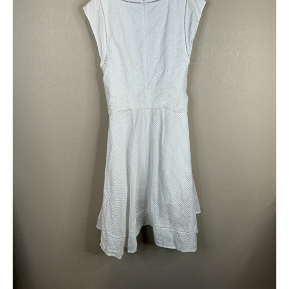 Rebecca Taylor Women's Netted‎ Eyelet Tie-Waist Cap Sleeve Dress Size 4 - Picture 8 of 13